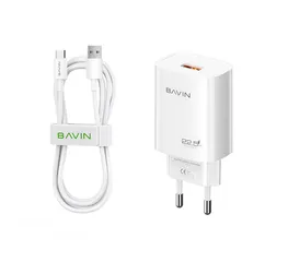  2 شاحن سريع 22 واط متوفر USB-A أو Type-C شاحن جهاز تلفون خلوي نوع BAVIN كابل شحن Quick Charge وصله