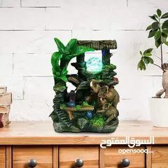  1 نافورة ديكور بمجرى ماء وشلال مضيء أضف لمسة من الهدوء والجمال الطبيعي لبيتك او مكتبك مع هذا التصميم