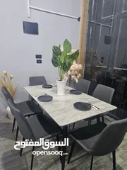  3 طاولات سفرة رخام مع 6 كراسي