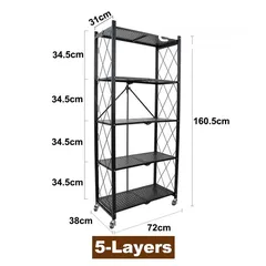  9 kitchen rack 5 layer foldeble can be used for put microwave oven with wheels