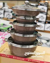  3 طقم طناجر جرانيت سكب  ثقيل وأفضل نوعية في السوق  5قطع ومكفولة 5 سنوات  خلي راحتك علينا