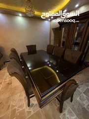  2 طاولة سفرة خشب زان لون بني 8 كراسي