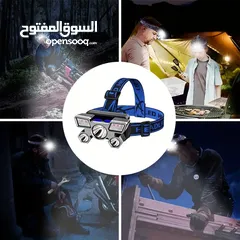  6 مصباح رأس LED مع بطارية قابلة لإعادة الشحن عبر USB،