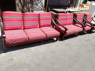  3 طقم كنب مورس خشب زان تنجيد جديد بسعر 110دنانير