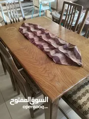  2 طقم سفره طاوله كبيره +6 كراسي + بفيه 3درفه انتيك خشب بلوط
