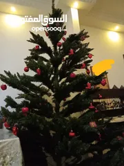  3 شجرة كريسماس طولها مترين مع زينة بدون إضاءة