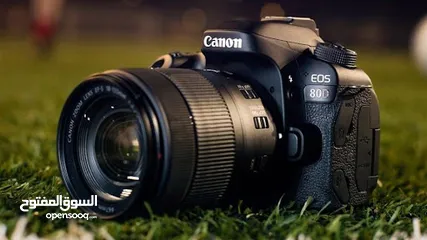  1 كاميرا كانون 80d + عدسة EFS 18-135mm