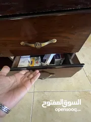  5 طاولة جلوس خشب سويد مع ازاز و 4ادراج