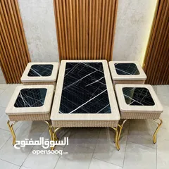  8 طبله 4+1 سطح خشب رجل معدن طلاء ثابت  قياس الطبله الكبيره 110*65 قياس الطبله الصغيره 40*40 ارتفاع