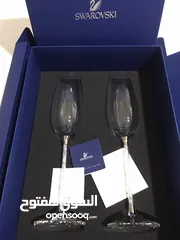  3 Swarovski Crystal Champagne Glasses