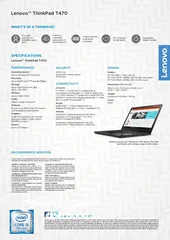  26 Lenovo ThinkPad T480  Core i7-7TH, 8GB RAM, 256GB SSD,14inch Full HD , Windows11 أنظر التفاصيل