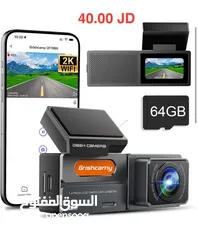  1 كاميرا داش Grishcamy WiFi 2K للسيارة