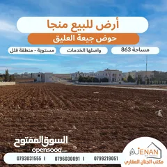 1 أرض للبيع منجا حوض (1) جيعة العليق مساحة 863 متر تنيظم سكن ب  تبعد 600 متر عن الشارع الرئيسي