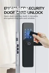  8 قفل باب الكتروني ذكي مع بصمة دخول Intelligent Lock WiFi Biometric Fingerprint Smart Door