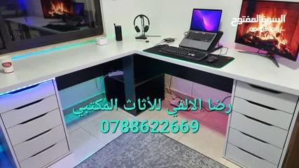  3 طاولة مكتب جيمنج زاويه مميزة بعدة الوان وقياسات حسب طلبك التوصيل والتركيب مجاني لعمان والزرقاء