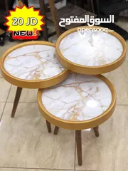 1 طاولات سرفيس 3D  زجاج حجم الكبير قطر 40سم نظام تركي  متوفر الوان  3 قطع