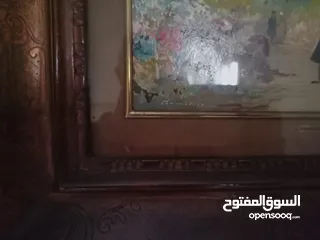  3 لوحة زيتية فرنسية قديمة عدد 2 ضمن برواز خشب رائع موقعين Ramadier