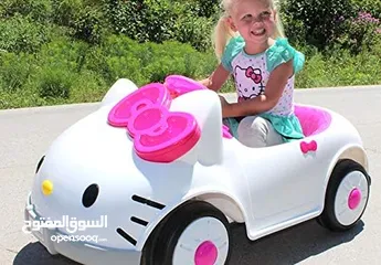  4 سياره hello kitty اصليه  شحن مع ريموت ومسجل فلاش ميموري واضاءه 12 فولت من عنر سنه لغايه 7 سنوات