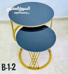  7 طقم طاولات قطعتين وسط شايش فل ابدااع طاولة وسط بلاطة شايش ثقيل  خشب جرانيت ثقيلل