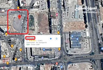  1 ارض تجاري للبيع مساحتها 1536 متر وتقع على شارعين في منطقة الدوار السابع