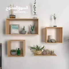  9 رفوف خشب شاشه ومطبخ وحمام وديكور حائط وستاند مكياج وجلاتين وغيره