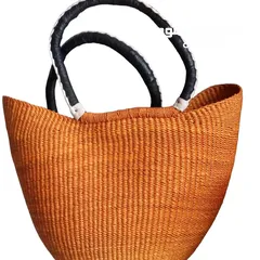  6 leather handbag sisal and leather made