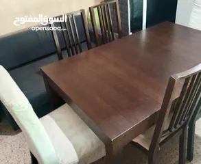  2 ikea extendable dining table 6 chairs  طاوله سفره ايكيا قابله للتمدد  6 كراسي 200 دينار فقط