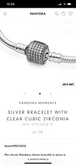  3 PANDORA MOMENTS  SILVER BRACELET WITH CLEAR CUBIC ZIRCONIA