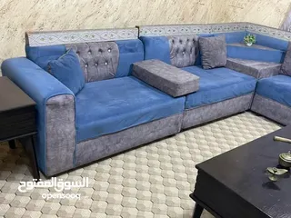  7 طقمين كنب 7 مقاعد خشب سويد وأرجل زان وجلسة مغربية 14 المقعد