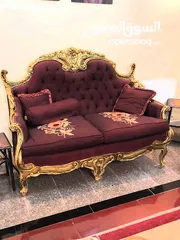  1 شوف هاذ الطقم ما افخمه زان كامل لون ملوكي بسطل مذهب واقماش اصلي والطاولات ولا اروع سبع مقاعد للبيع
