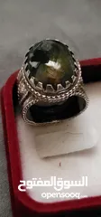 1 خاتم فضة عقيق أخضر