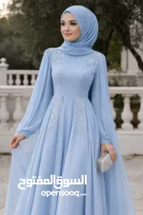  1 فستان سهرة ازرق سماوي