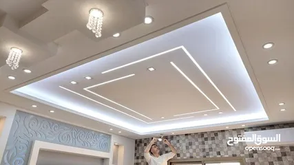  6 تنفيذ اعمال الديكور الداخلي جبسمبورد وجبص البلدي واسمنت بورد وفرسلينج وبيفيسي وبديل الرخام والفوم