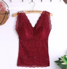  7 Lace flower vest with chest pad for ladies long sleeveless top available now in Oman order now
