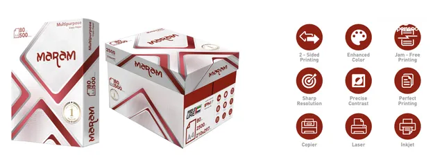  5 Maram Multipurpose A4 Paper 80gsm- Carton (5 Reams)