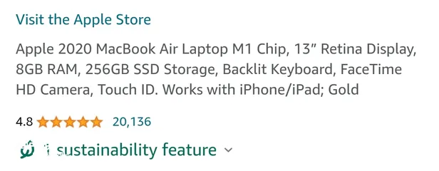  4 ابل ماك  2020 ..  MacBook Air "M1" 8 CPU/8 GPU 13"   3.2 GHz