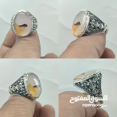  24 خواتم فضه 925 عقيق يماني