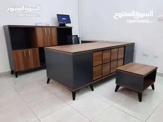  10 مكتب 140*70 مع جانبيه 80*40 وطاولة وسط تفصيل خشب مستورد بسعر المصنع