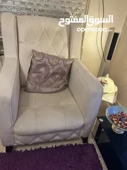  2 طقم كنب ( كنبايات ) قماش مخمل مشدود لا يحتاج للتوضيب باللونين اللؤلؤي والبنفسجي الفاتح