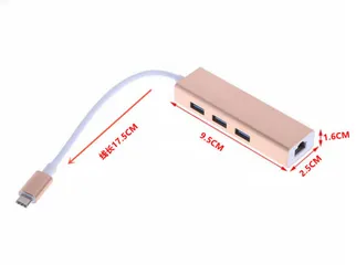  5 Convert Type-C3.0 to 3 Ports HUB with Gigabit Ethernet Adapter هب تايب سي تو يو اس بي  يدعم ماك بو-