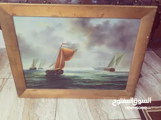  5 لوحات  رسم زيتي.. وتطريز