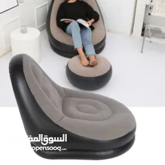  2 طقم أريكة استرخاء + مسند قدم قابل للنفخ – الحل الذكي لكل بيت ولكل رحلة!   مثالي للقعدة، القيلولة.
