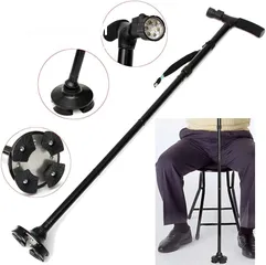  8 عكاز عصا لكبار السن Trusty canne قابله للطوي و مانع الانزلاق و ضوء عكازه عكازة طبيه