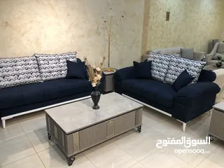  3 طقم كنب محلي صلون كلاسيك كشاط أسود خشب سويدي وقماش وتر بروف مميز ضد الماء