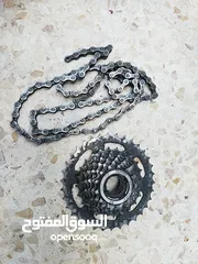  2 بكرة خلفية 7 سرعات تايواني للبسكليت مع الجنزير بحالة 7 speed bicycle freewheel with chain