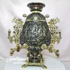  7 سماورالفحم للنحاسية الفاخرة 6-8 ليتر 100./. نحاسية 100./.صنع يدوية الفاخر مجلل صنع في ايران