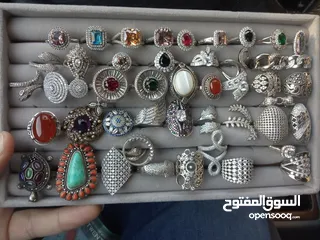  26 خواتم فضه ستاتي مطعمه بالاحجار