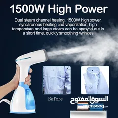  7 Portable Garment Steamer Fabric Wrinkle Remover Water Tank, 30-Second Fast Heat-up, Auto-Off, Fabric