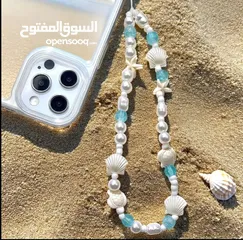  1 تعلقية هاتف بالألوان صيفيه مميزة  اللونين الأزرق السماوي والأبيض