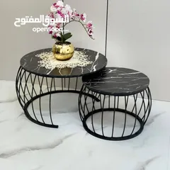  4 بكج طاولتين دائري ابيض وذهبي بكج طاولتين دائري ابيض واسود بكج طاولتين دائري اسود واسود .
